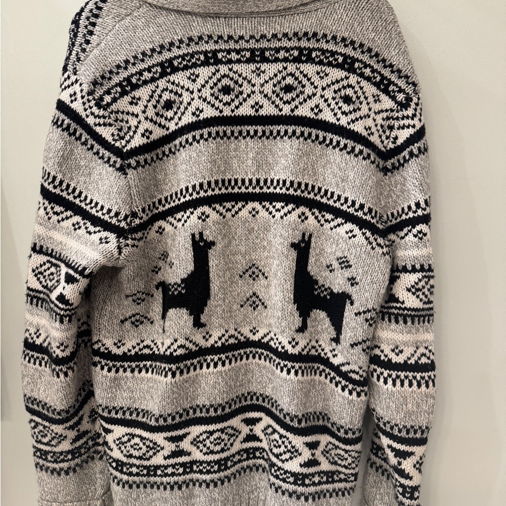 Pendleton Black and Gray Men's Cardigan Shawl Collar Sweater. 100% Wool. - Picture 2 of 3